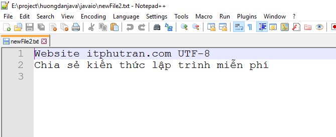 Ghi nội dung tiếng việt UTF-8 vào một file trong Java